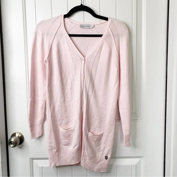 Christian Dior light pink cotton blend sweater cardigan‎ size 4 barbie core - Picture 1 of 5